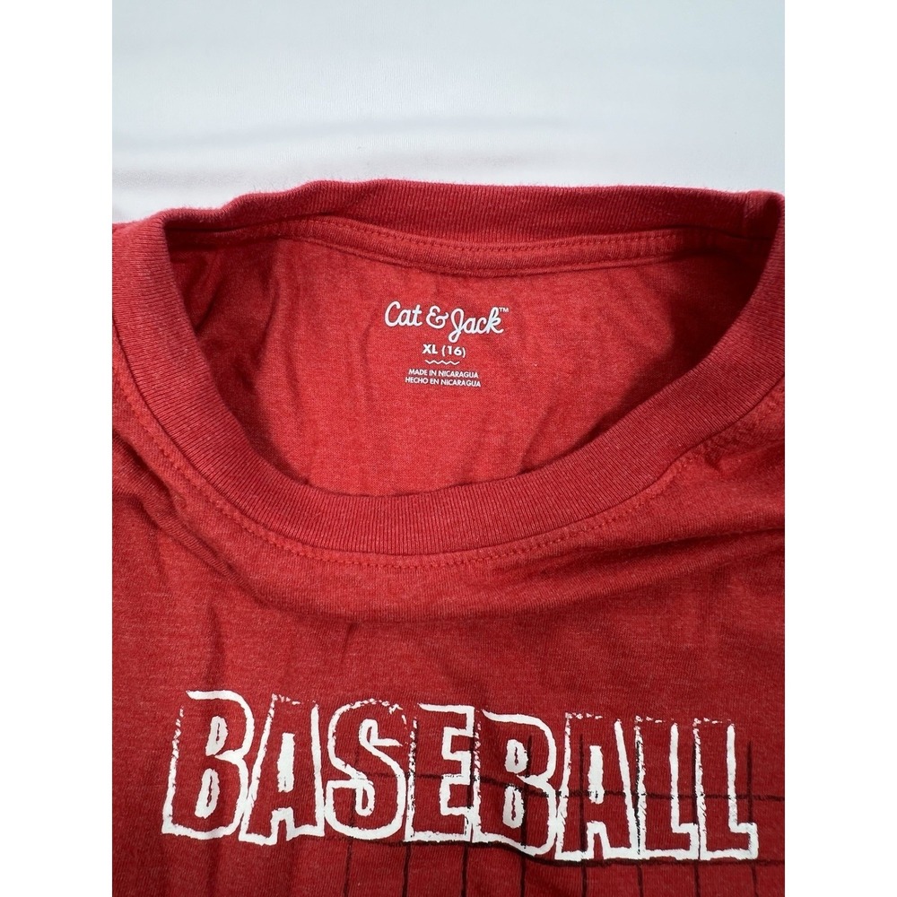 Cat & Jack Tee Shirt Boys Size XL -16 Red Short Sleeve Crew Neck - Picture 3 of 4